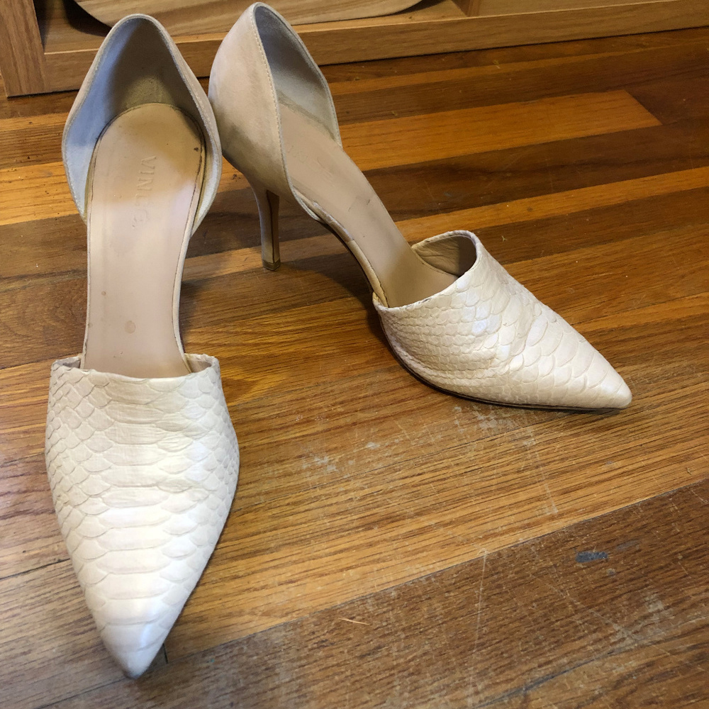 Vince Clair Python Print D’Orsay Nude Heels